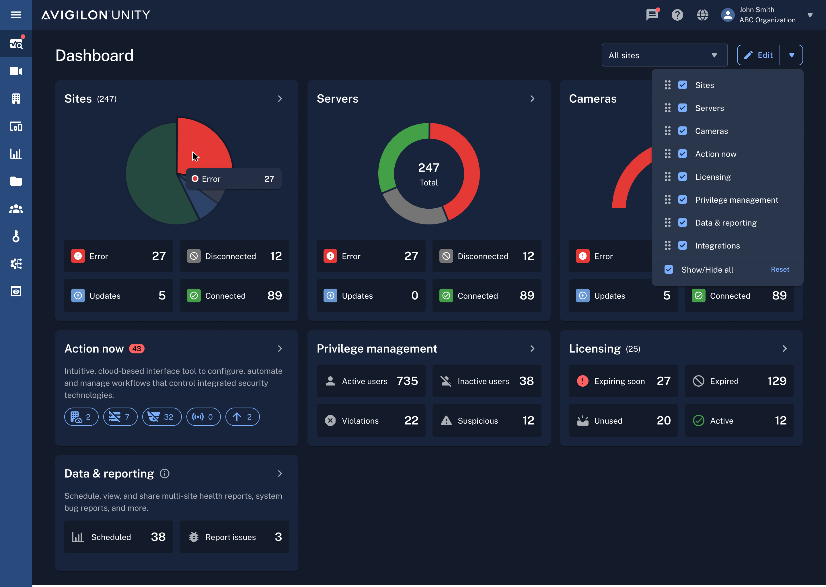 Dashboard widgets